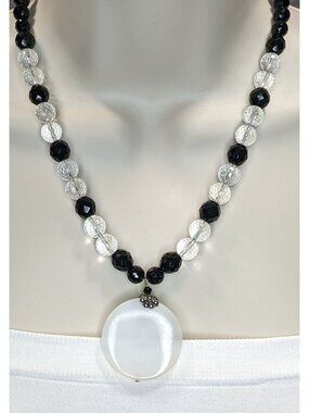 Vintage Crystal Glass Necklace Sterling Silver Box Clasp Black Tie Elegance